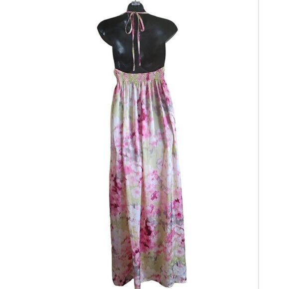 HM Pink and Green Floral Print Maxi Dress Sz 6 - Picture 4 of 8